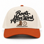 Boots After Work baseball cap in Cream / burnt orange — front view