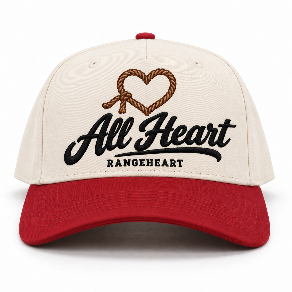 All Heart baseball cap in Cream / red — front view