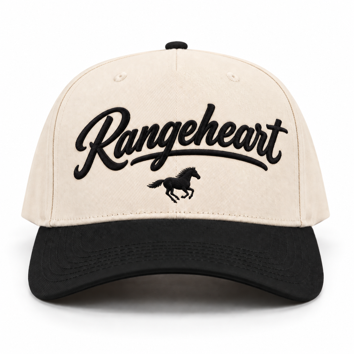 Rangeheart Horse baseball cap in Cream / black — front view