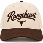 Rangeheart Bull Cap — embroidery detail in the studio