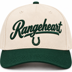 Rangeheart Horseshoe Cap — embroidery detail in the studio